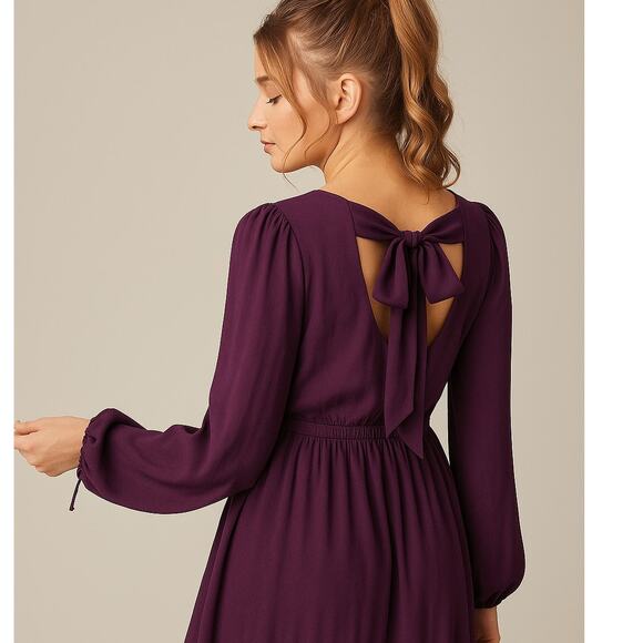 C'ISA Tie Back Babydoll Mini Dress GOTH WHIMSY FAIRY GRUNGE Size Medium M Plum - Picture 1 of 8